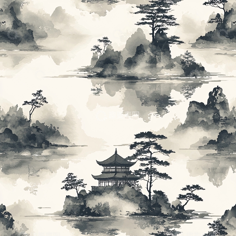 高清大图下载【趣麦麦图】水墨山水画意境