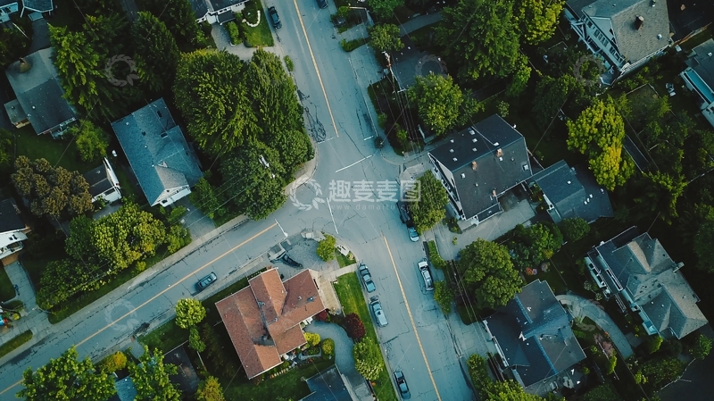 高清大图下载【趣麦麦图】高空俯瞰住宅区街道