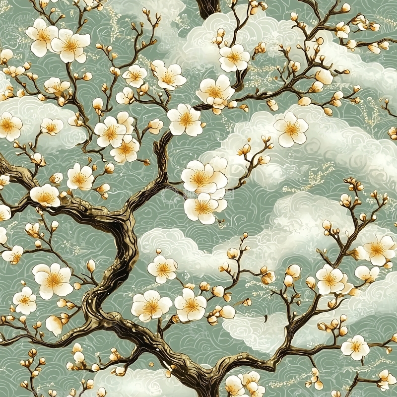 高清大图下载【趣麦麦图】盛开的白色梅花树