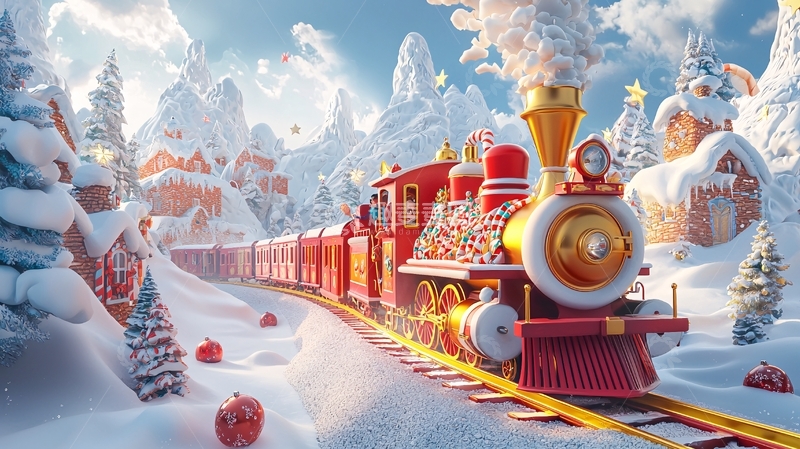 高清大图下载【趣麦麦图】圣诞火车
