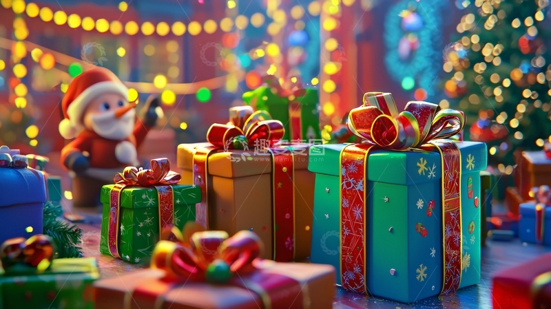 高清大图下载【趣麦麦图】圣诞节礼物堆