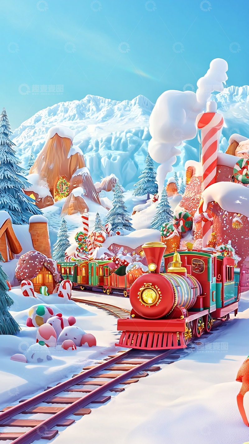 高清大图下载【趣麦麦图】圣诞糖果火车