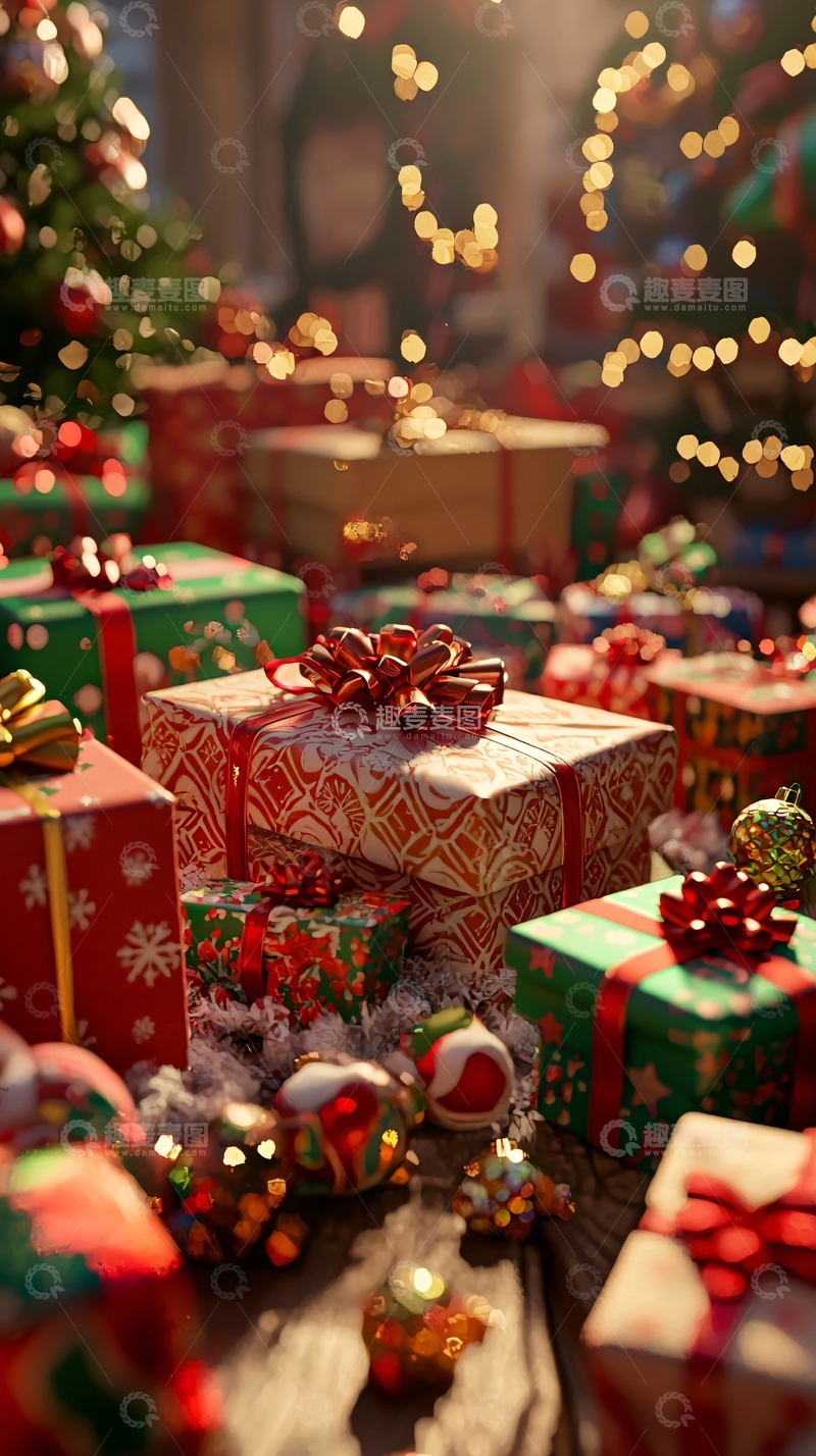 高清大图下载【趣麦麦图】圣诞节礼物堆