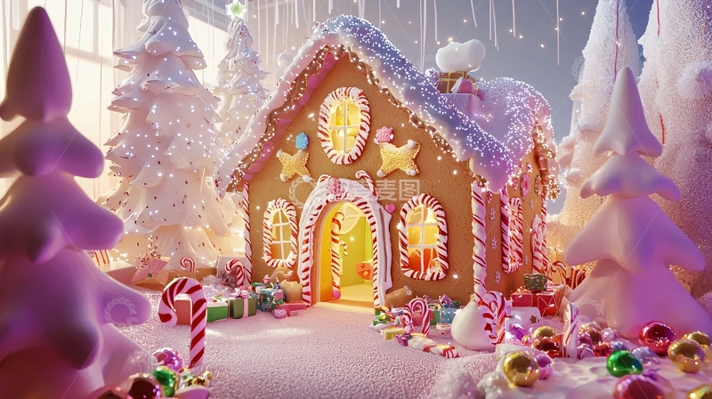 高清大图下载【趣麦麦图】姜饼屋圣诞场景