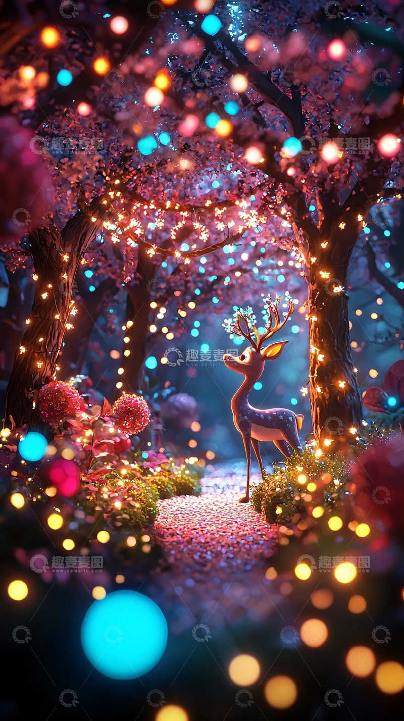 高清大图下载【趣麦麦图】梦幻圣诞鹿