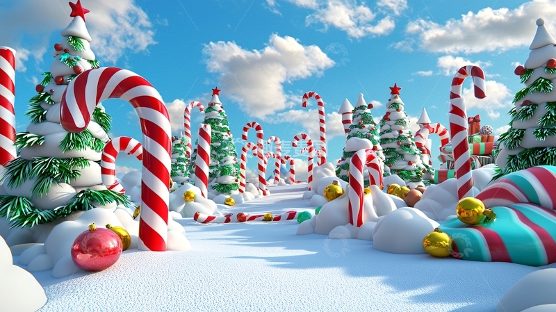 高清大图下载【趣麦麦图】圣诞糖果森林