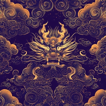 金色龙纹祥云背景图