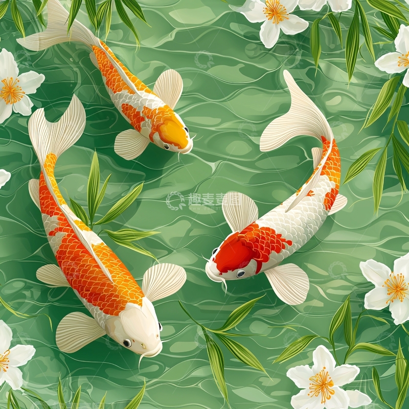 高清大图下载【趣麦麦图】锦鲤在水中