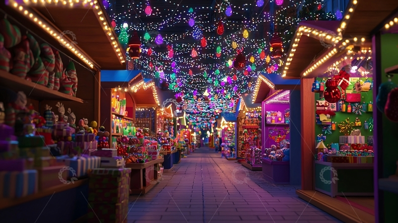 高清大图下载【趣麦麦图】圣诞集市夜景