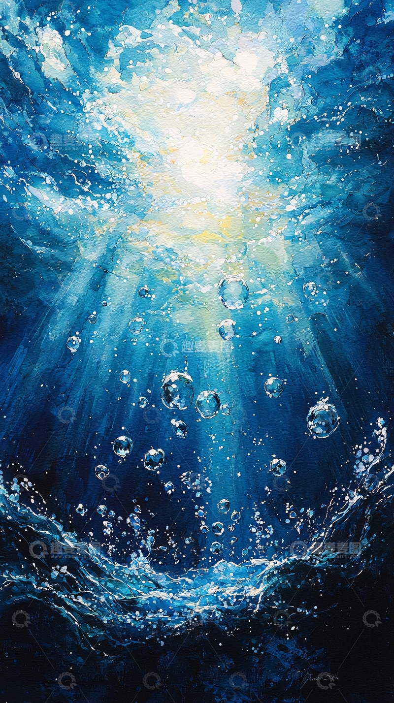 高清大图下载【趣麦麦图】深海阳光与气泡