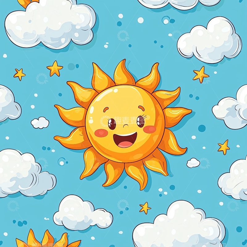 高清大图下载【趣麦麦图】阳光明媚的天空卡通背景