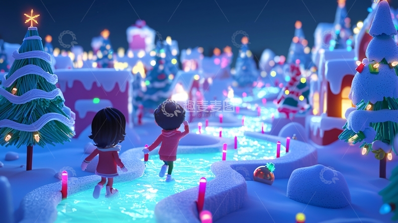高清大图下载【趣麦麦图】卡通圣诞节场景