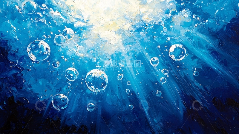 高清大图下载【趣麦麦图】水下气泡阳光穿透