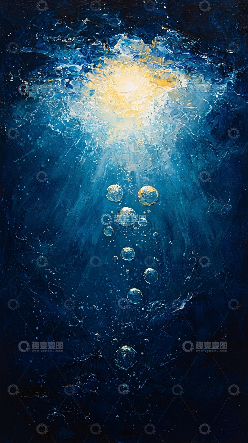 高清大图下载【趣麦麦图】水下光线透过水面照亮