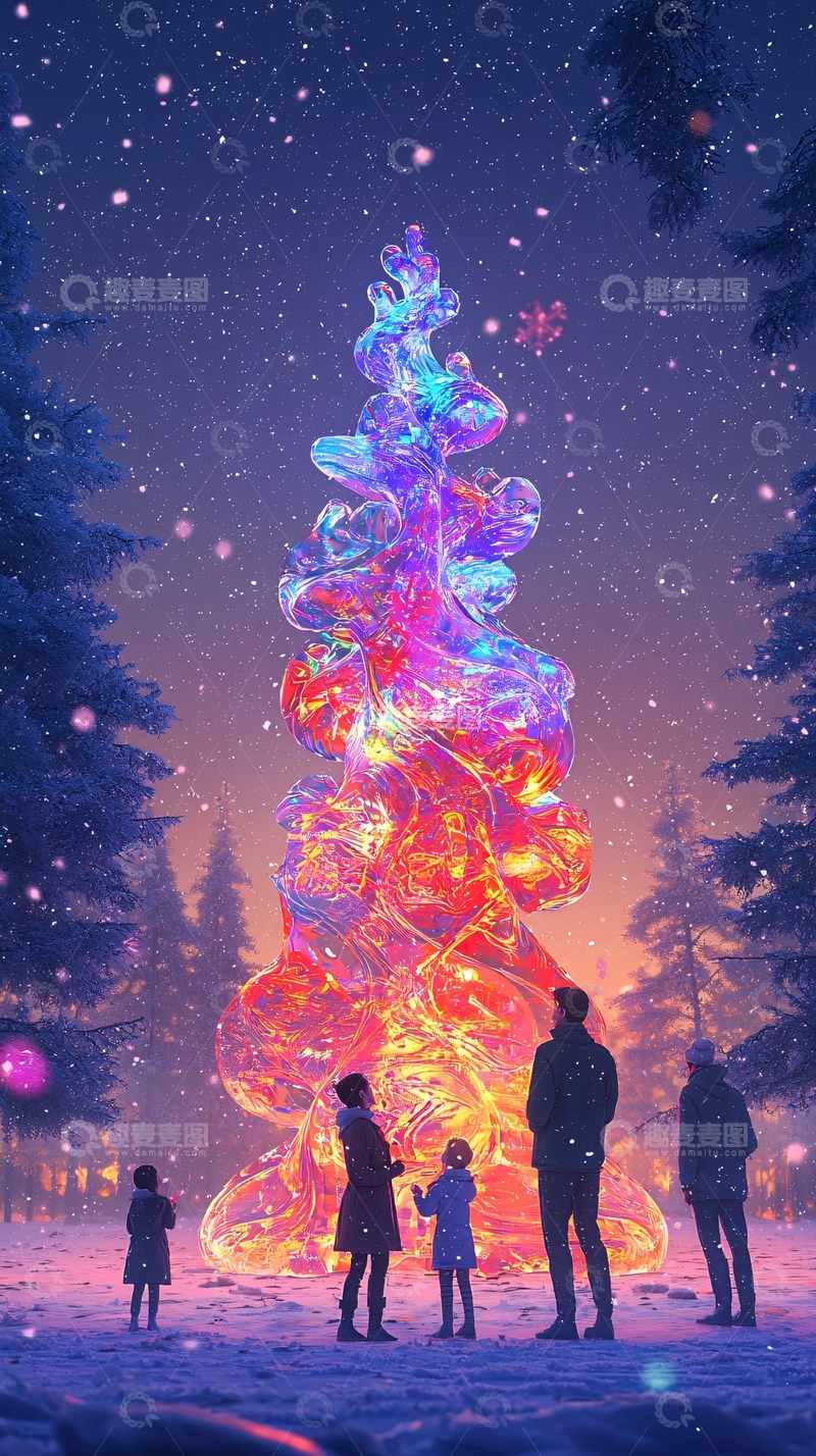 高清大图下载【趣麦麦图】梦幻圣诞树1