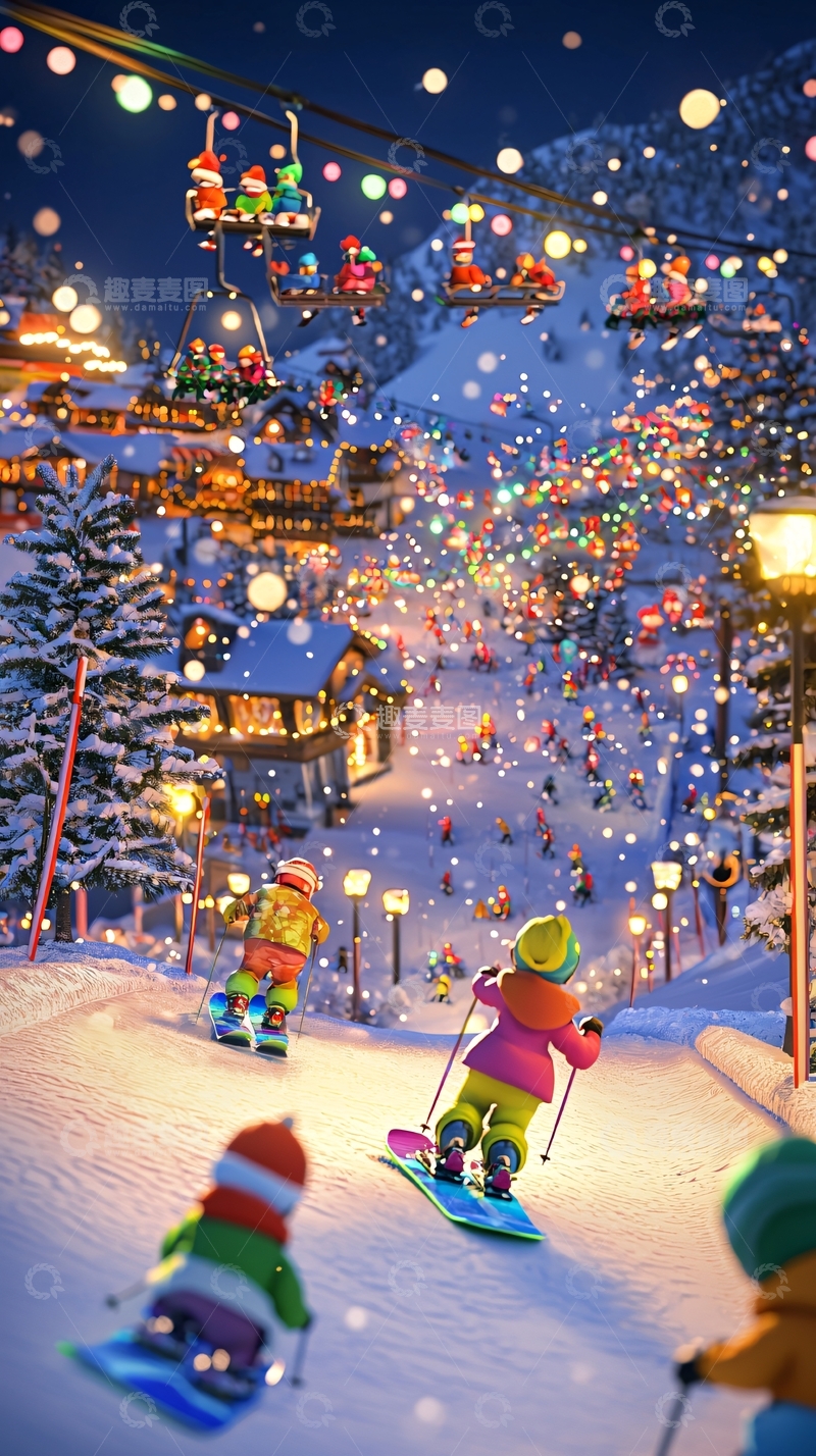 高清大图下载【趣麦麦图】梦幻雪山夜景