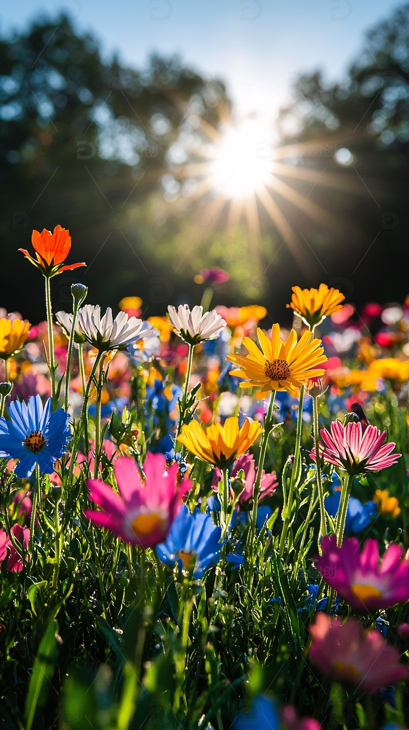 鲜花盛开的草地
