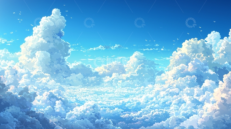 高清大图下载【趣麦麦图】棉花糖般的云朵在蓝天