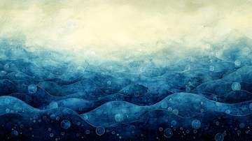 水彩风格的蓝色波浪背景