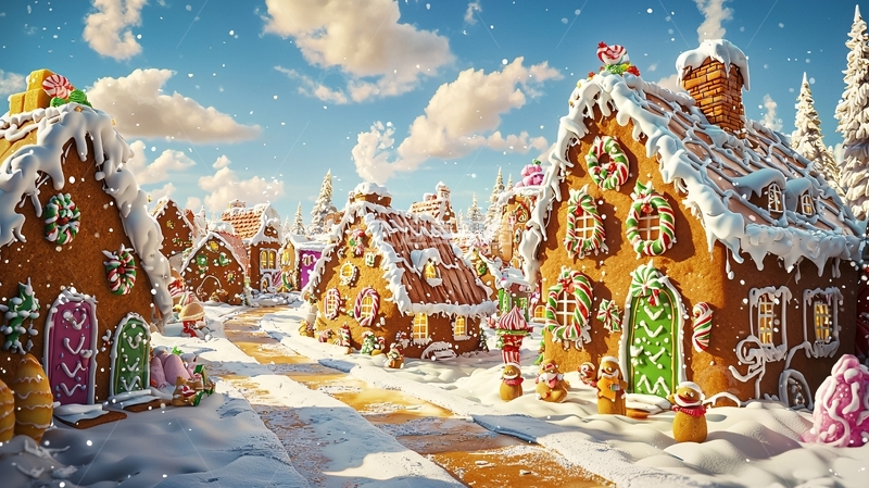 高清大图下载【趣麦麦图】姜饼屋村庄