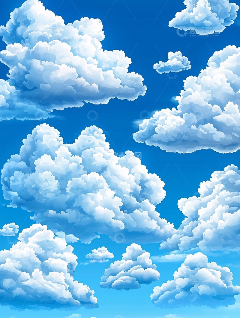 高清大图下载【趣麦麦图】卡通风格蓝天白云