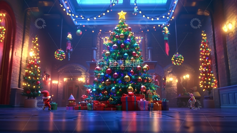 高清大图下载【趣麦麦图】华丽宫殿圣诞树