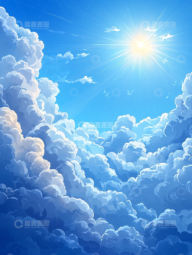高清大图下载【趣麦麦图】蓝天白云阳光明媚的景象
