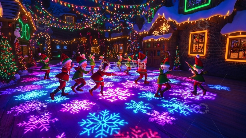 高清大图下载【趣麦麦图】圣诞精灵冰雪舞会