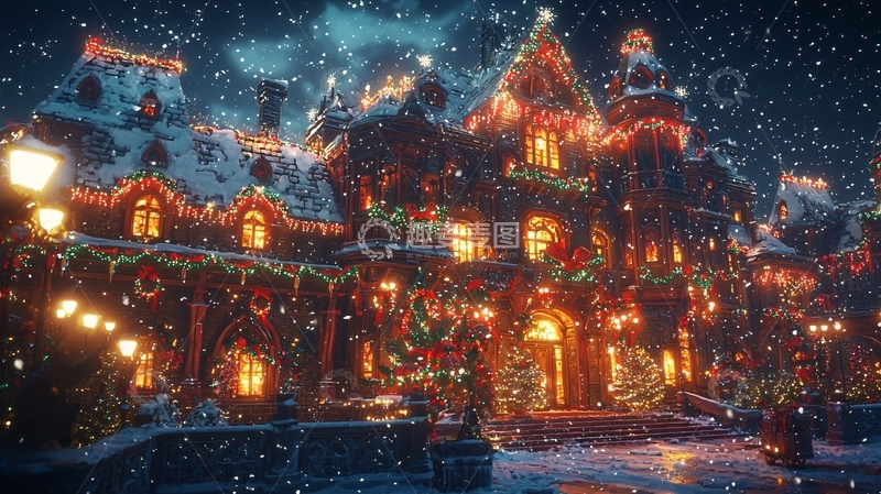 高清大图下载【趣麦麦图】圣诞节梦幻豪宅