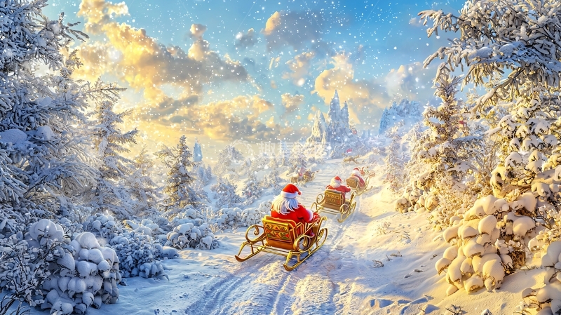 高清大图下载【趣麦麦图】圣诞老人雪橇