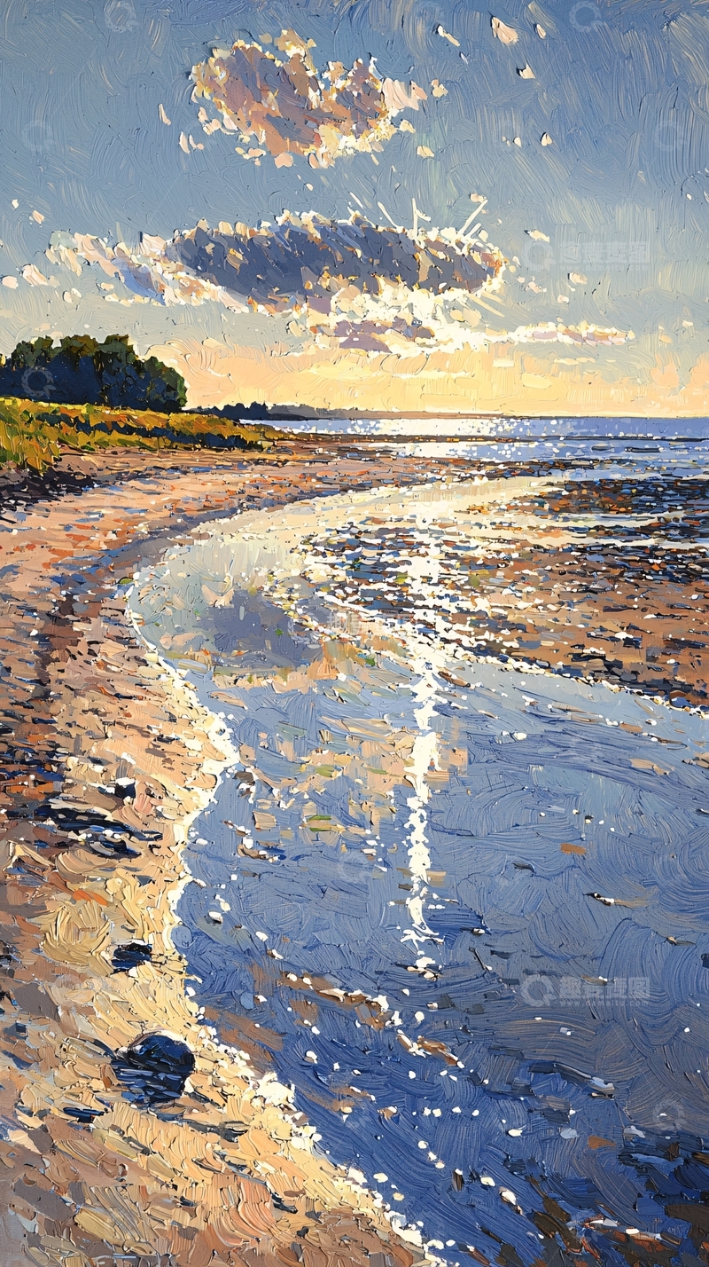 高清大图下载【趣麦麦图】阳光沙滩水面倒影