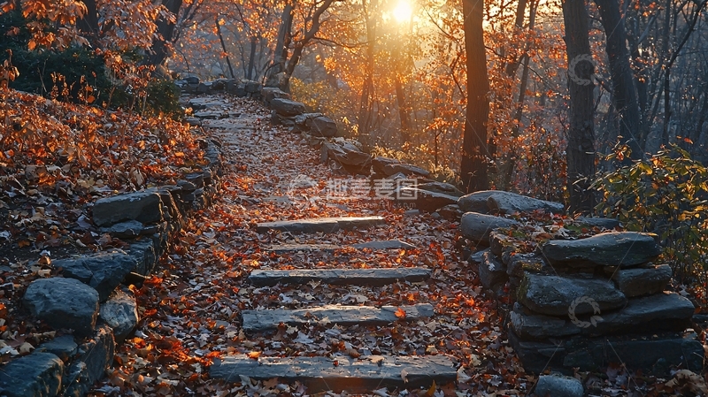 高清大图下载【趣麦麦图】秋日森林小径2
