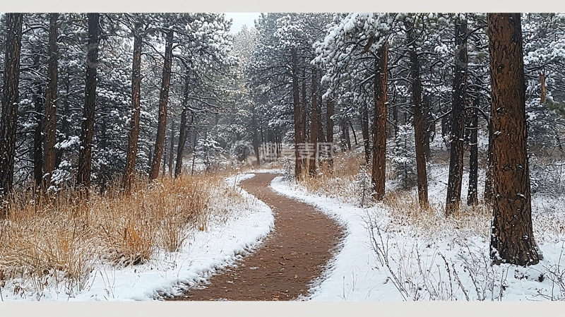 高清大图下载【趣麦麦图】雪后森林小路