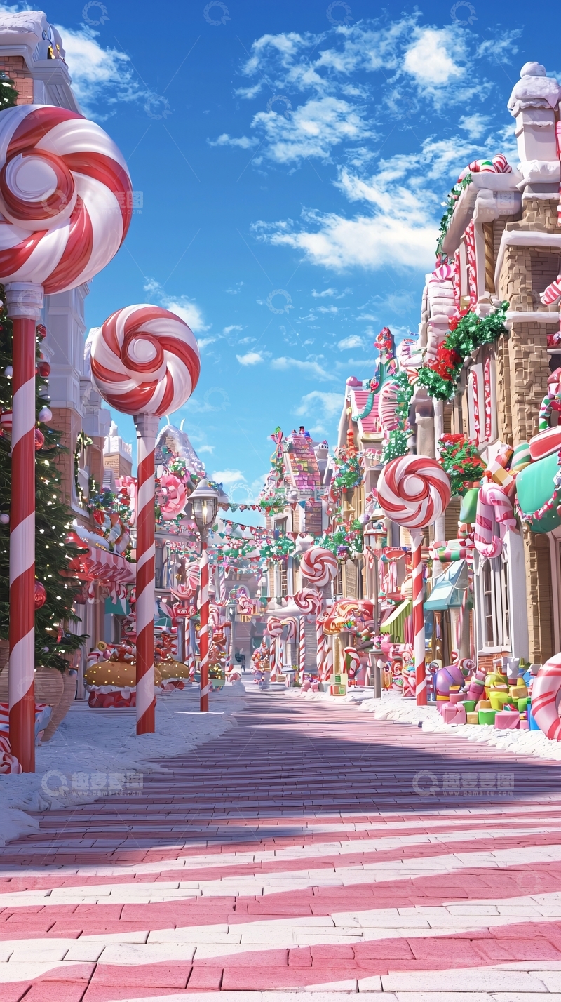 高清大图下载【趣麦麦图】圣诞节糖果街景