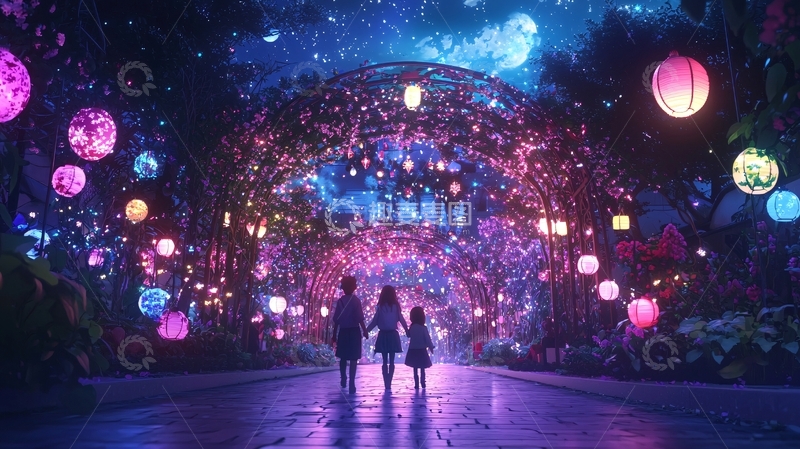 高清大图下载【趣麦麦图】梦幻夜光森林