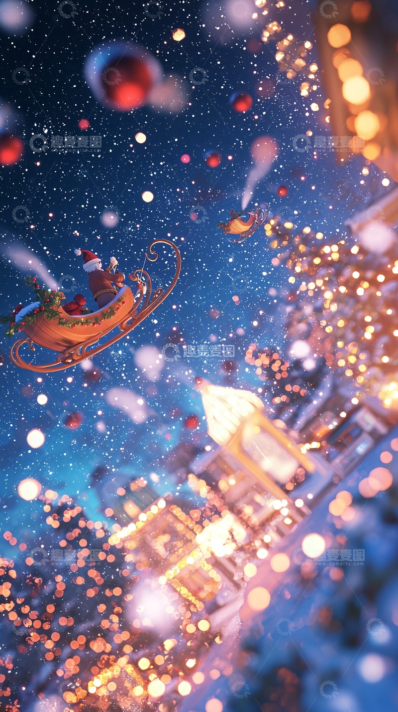 高清大图下载【趣麦麦图】圣诞节雪夜