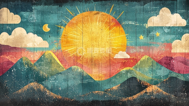 高清大图下载【趣麦麦图】太阳升起山顶云彩