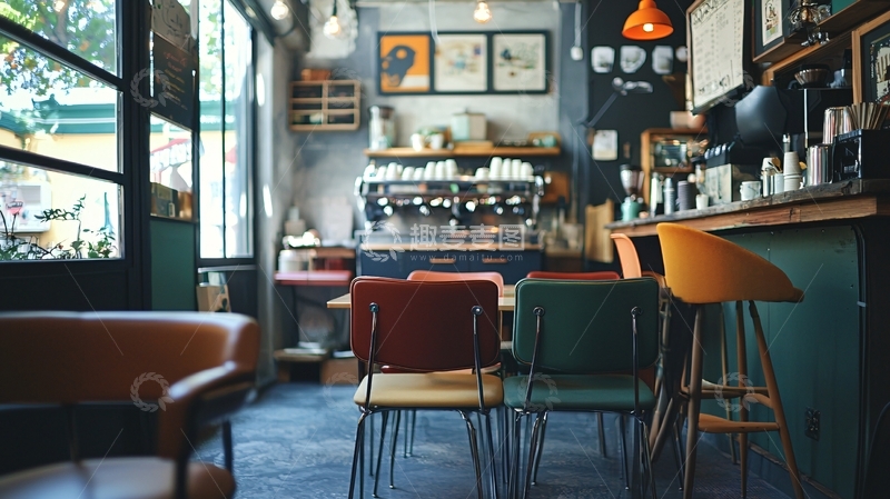 高清大图下载【趣麦麦图】复古咖啡店室内场景