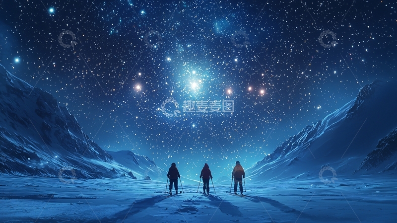 高清大图下载【趣麦麦图】极寒之地仰望星空