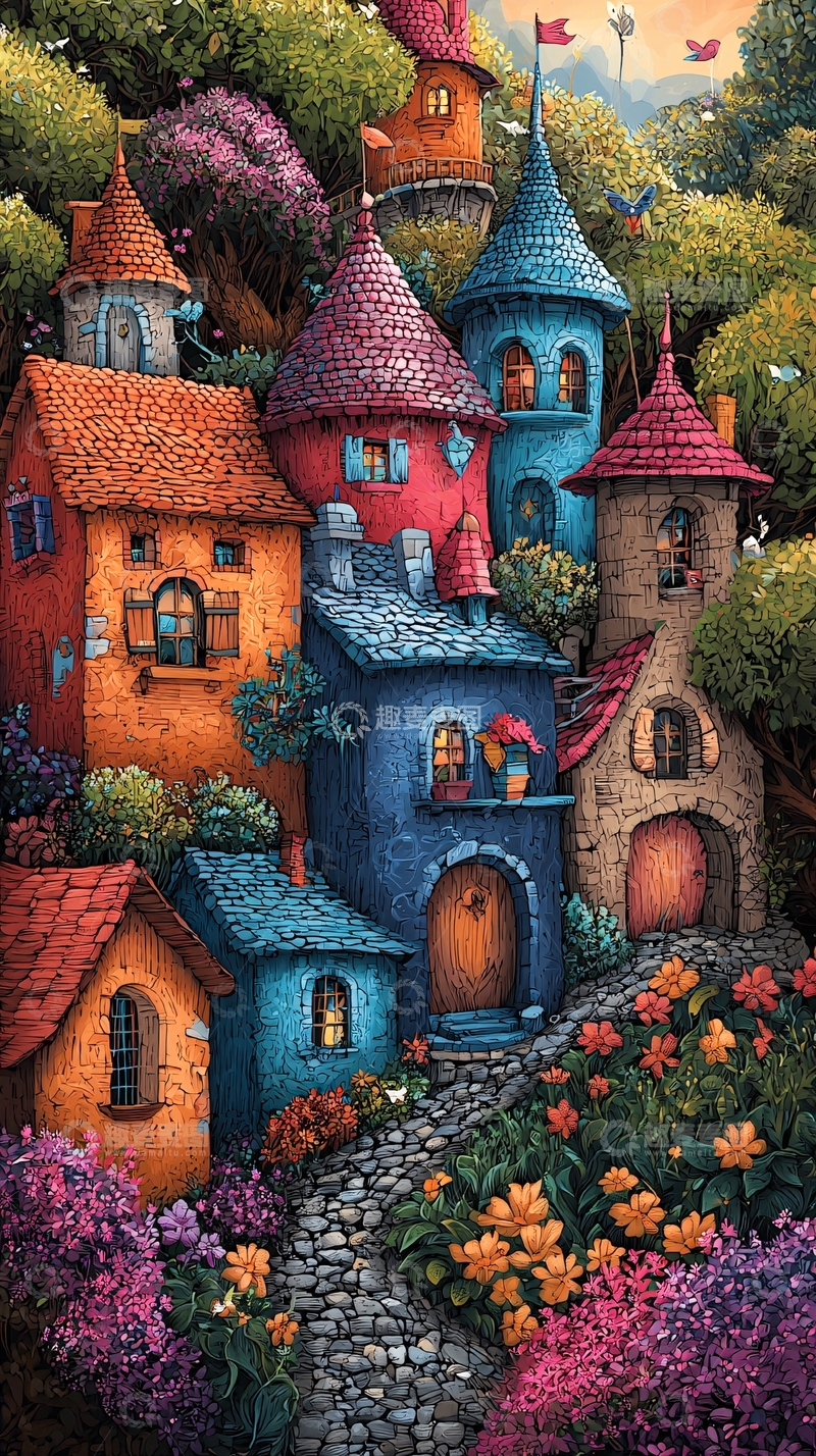 高清大图下载【趣麦麦图】童话般的彩色房屋聚集