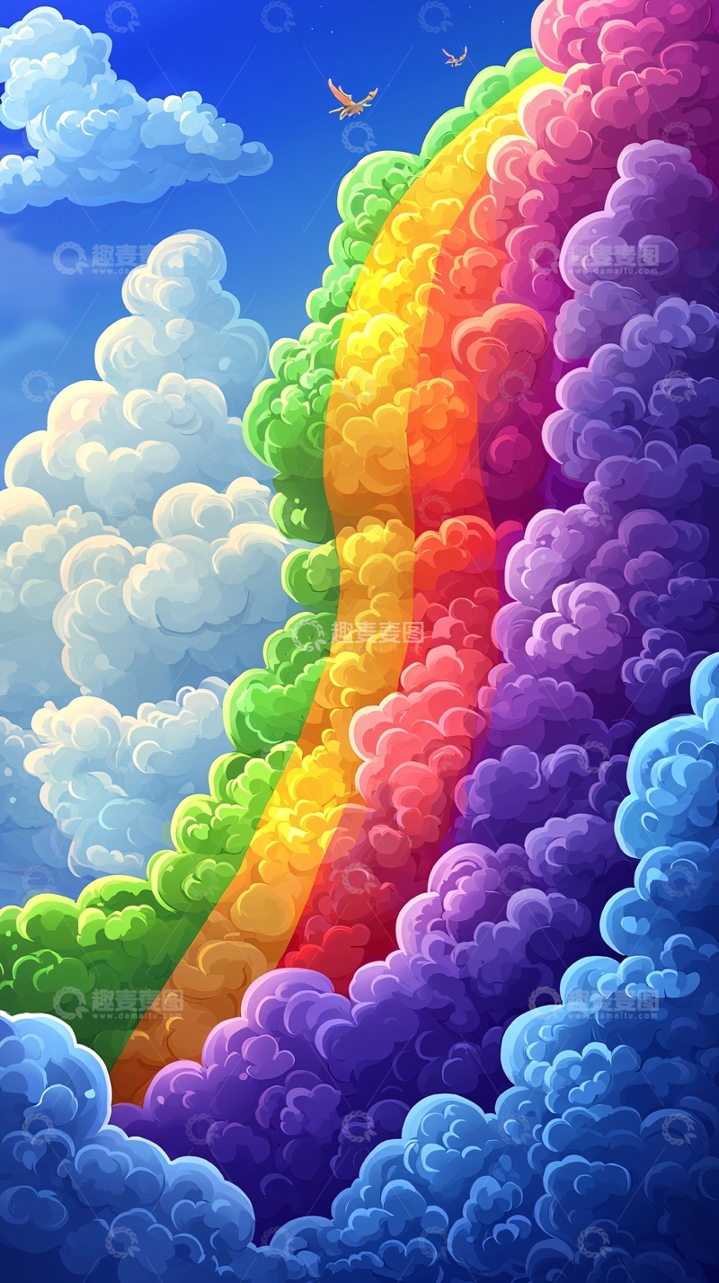 高清大图下载【趣麦麦图】彩色云朵形成的彩虹