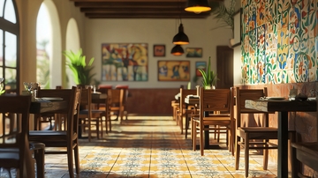 阳光洒进西班牙风格餐厅