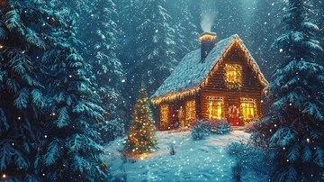 雪夜森林小屋