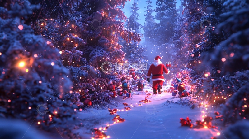 高清大图下载【趣麦麦图】圣诞老人送礼物