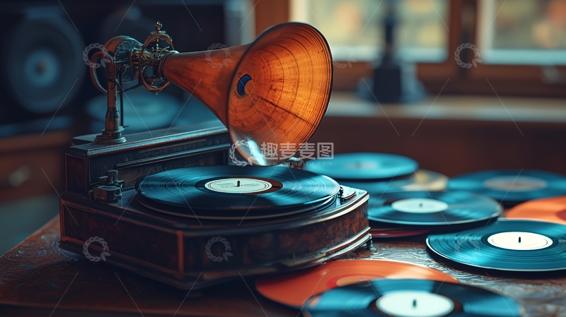 高清大图下载【趣麦麦图】老式唱片机