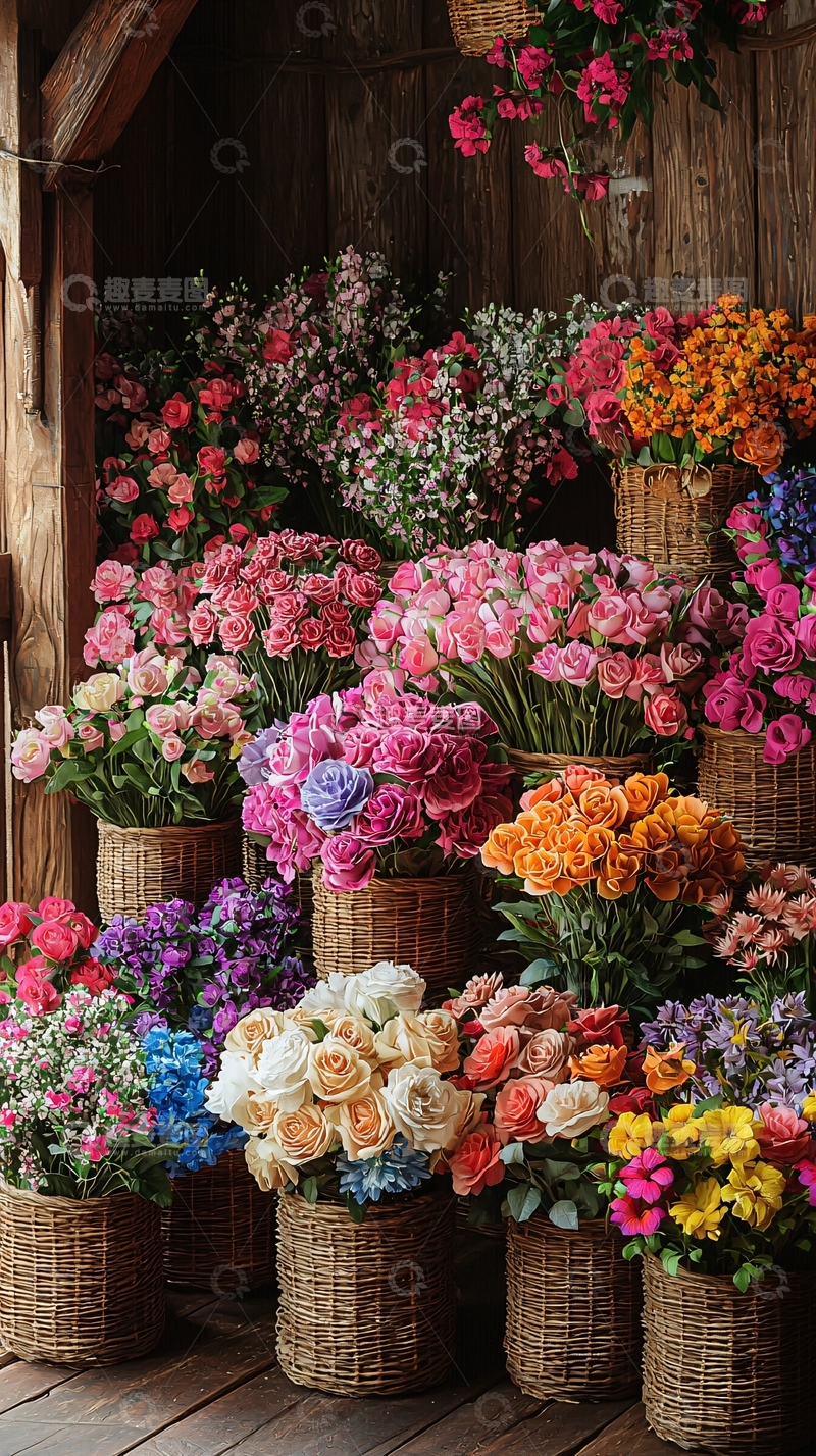 高清大图下载【趣麦麦图】鲜花市场花团锦簇