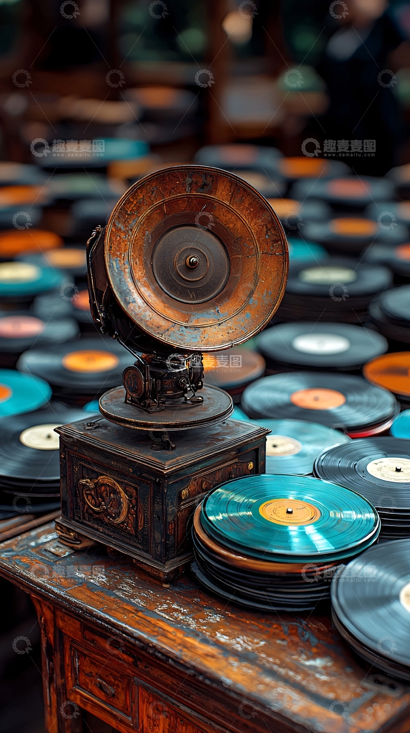 高清大图下载【趣麦麦图】复古唱片机