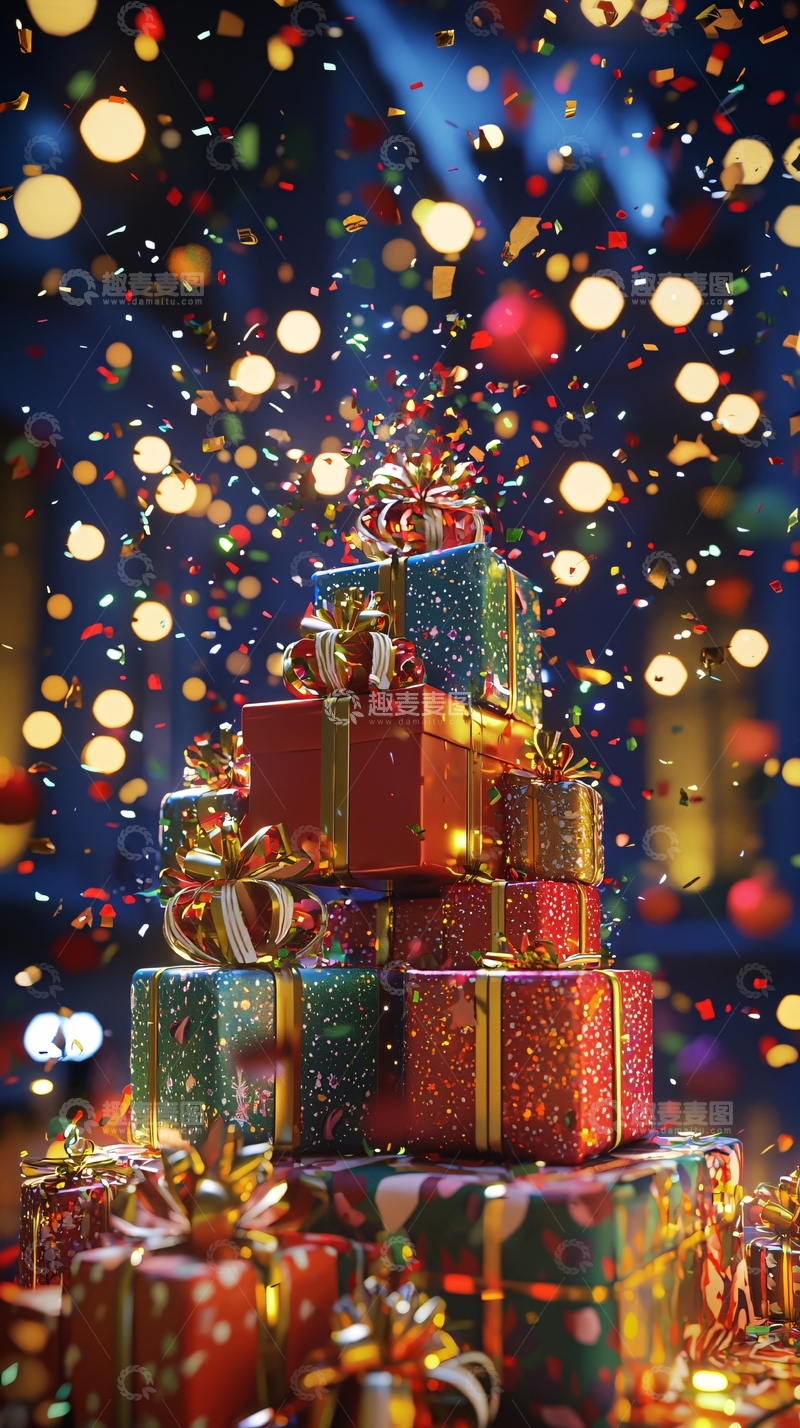 高清大图下载【趣麦麦图】圣诞礼物堆