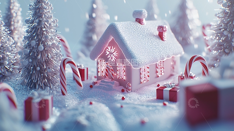 高清大图下载【趣麦麦图】雪地里的小屋