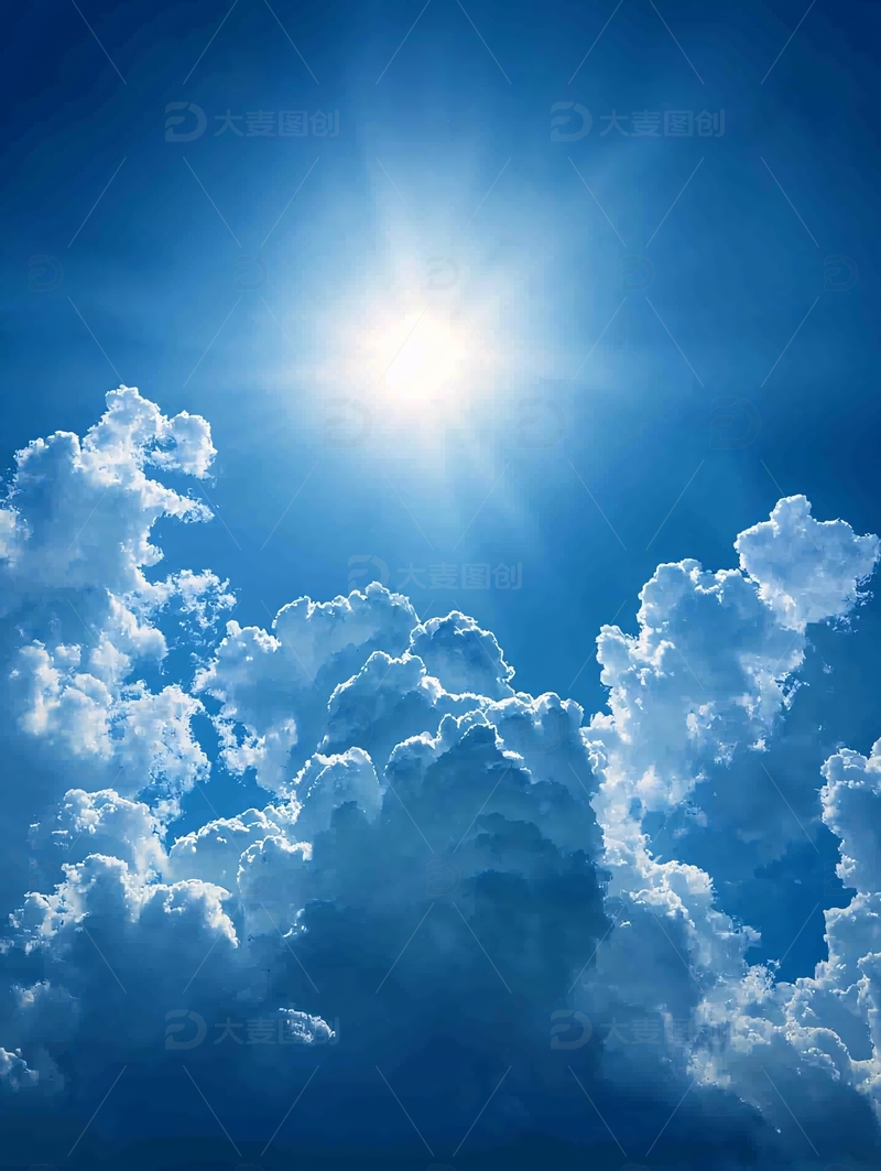 晴空万里白云朵朵阳光
